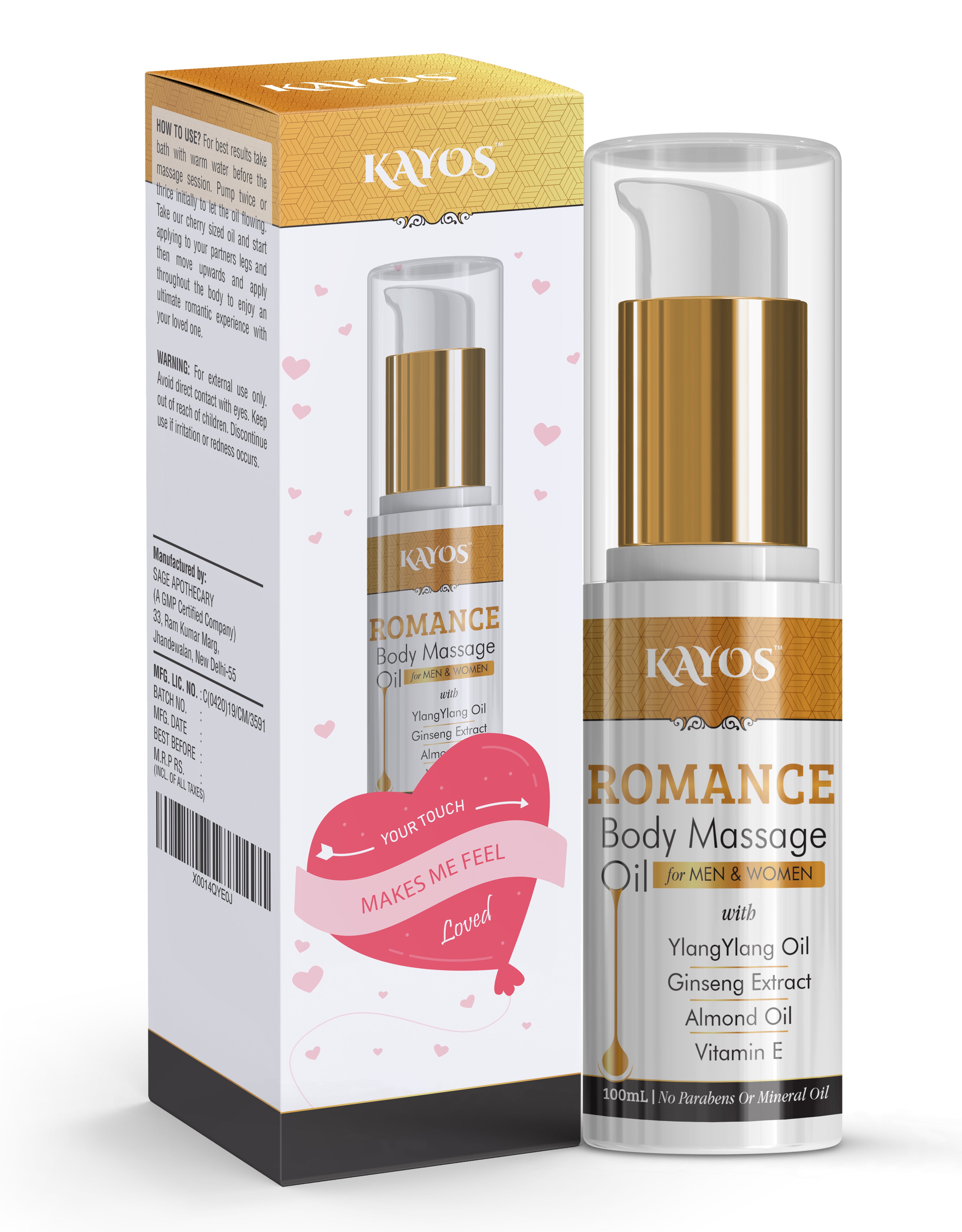 Romance Body Massage Oil for Men & Women, Personal Lube For Relaxation with Ylang Ylang Oil