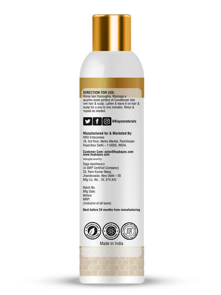 Kayos Avocado Conditioner for Dry Frizzy, Wavy & Curly Hair - No Paraben No Sulfate - 200mL