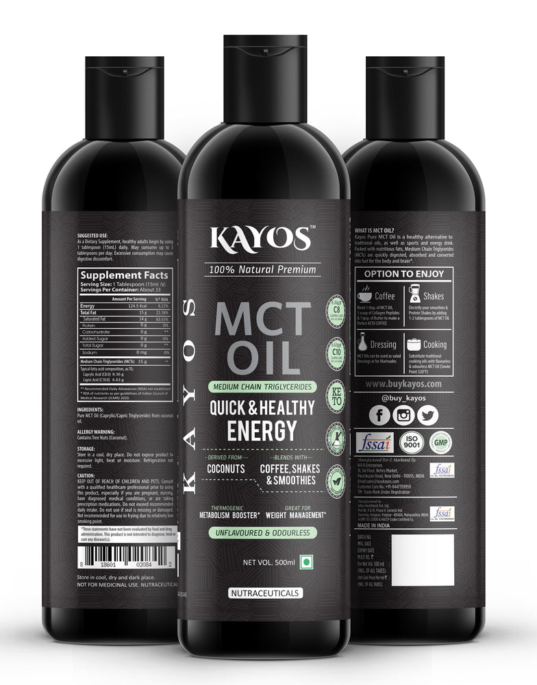 MCT Oil for Weight Loss 490 mL | Pure Coconut Sourced MCT C8 Oil | Keto Friendly Ketogenic MCT Oil for Keto Coffee | Pre-workout Supplement for Energy & Focus