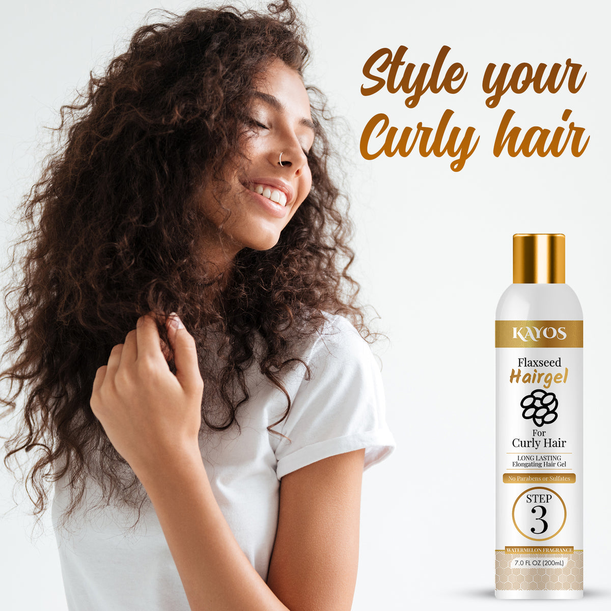 Kayos Flaxseed Hair Gel for Dry Frizzy, Wavy & Curly Hair No Paraben