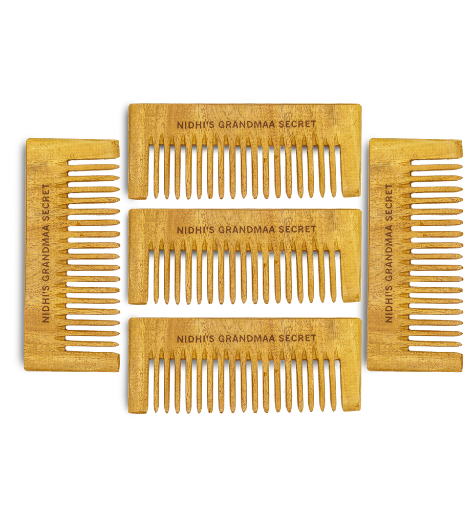 Nidhi's Grandmaa Secret Kacchi Neem Comb - Wooden Comb for Men & Women - 1pc