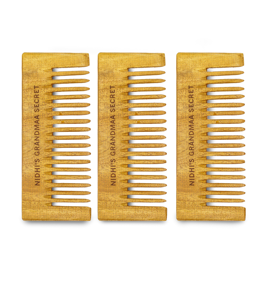 Nidhi's Grandmaa Secret Kacchi Neem Comb - Wooden Comb for Men & Women - 1pc