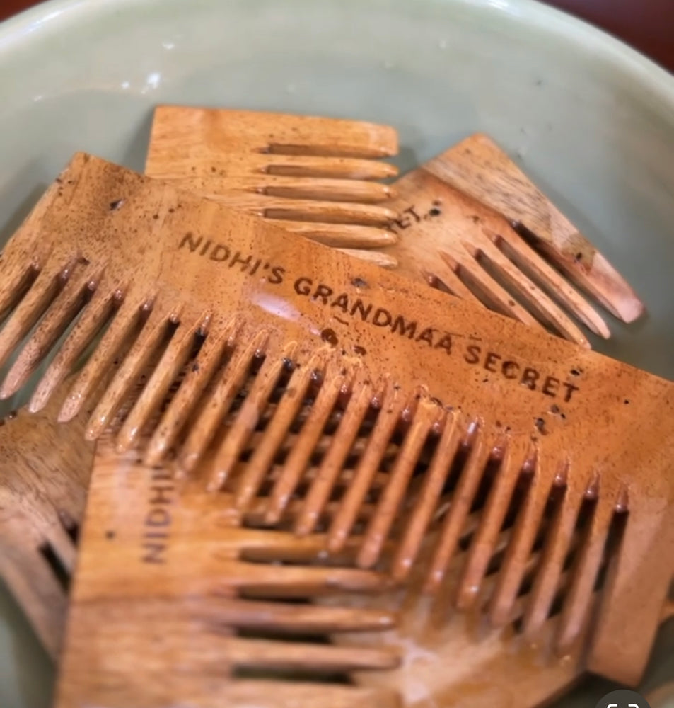 Nidhi's Grandmaa Secret Kacchi Neem Comb - Wooden Comb for Men & Women - 1pc