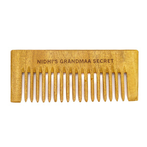 Nidhi's Grandmaa Secret Kacchi Neem Comb - Wooden Comb for Men & Women - 1pc