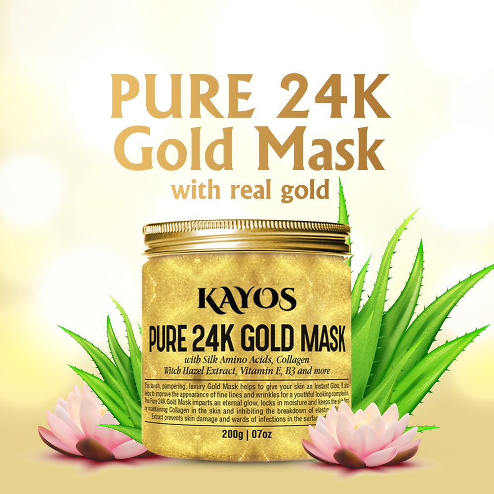 Pure 24 carat gold face mask to nourish, hydrate and revitalize your skin.