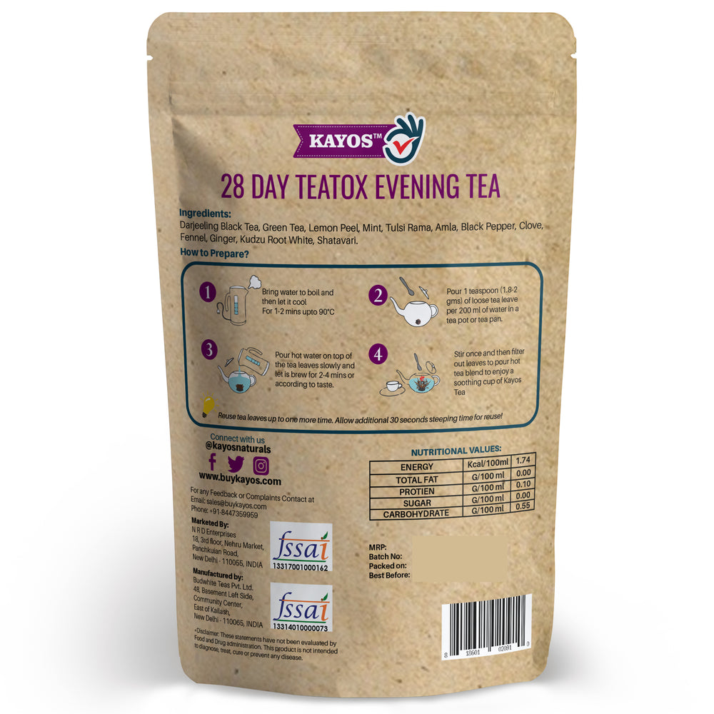 Evening detox Tea with 100% natural ingredients to reduce bloating and stress