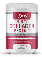 Kayos - Multi Collagen Protein Powder, 250g | Orange | Type I, II, III & X | Enriched with Vitamin C & Glucosamine
