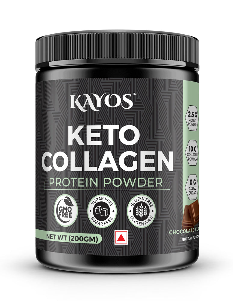 KAYOS Keto Collagen Powder – Collagen Peptides and MCT Oil – Low Carb Protein Powder for Weight Loss - Sugar-Free Chocolate Flavor – 20