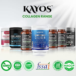 KAYOS Hydrolyzed Collagen Peptides Tablets (90pc) – 3000mg Type 1 & 3 Collagen Supplement for Women and Men – with Glucosamine, Curcumin, Boswellia Serrata – Hair, Skin, Bone, and Joint Support