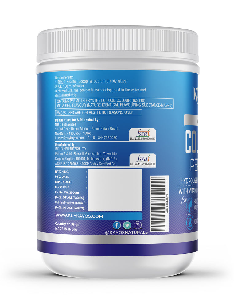 Type 1 Marine Collagen Peptides from Fish for Anti Aging - Mango Flavour - 250g