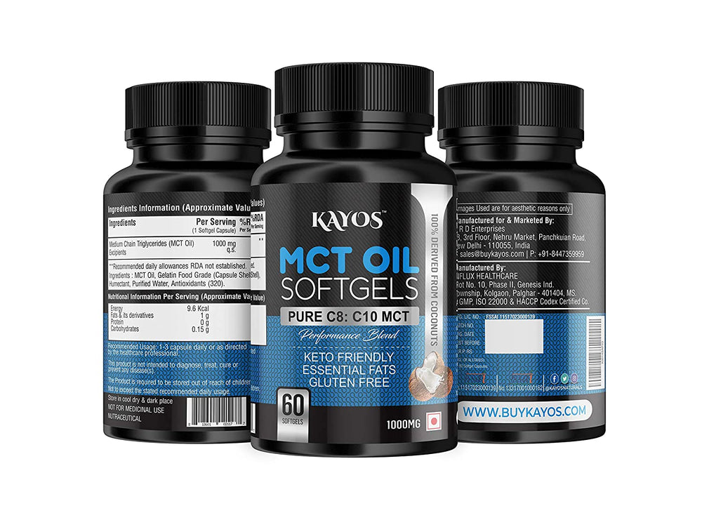 
                
                    Load image into Gallery viewer, Kayos PURE MCT OIL PILLS for Ketosis Supplement to boost your brain and body all day long
                
            