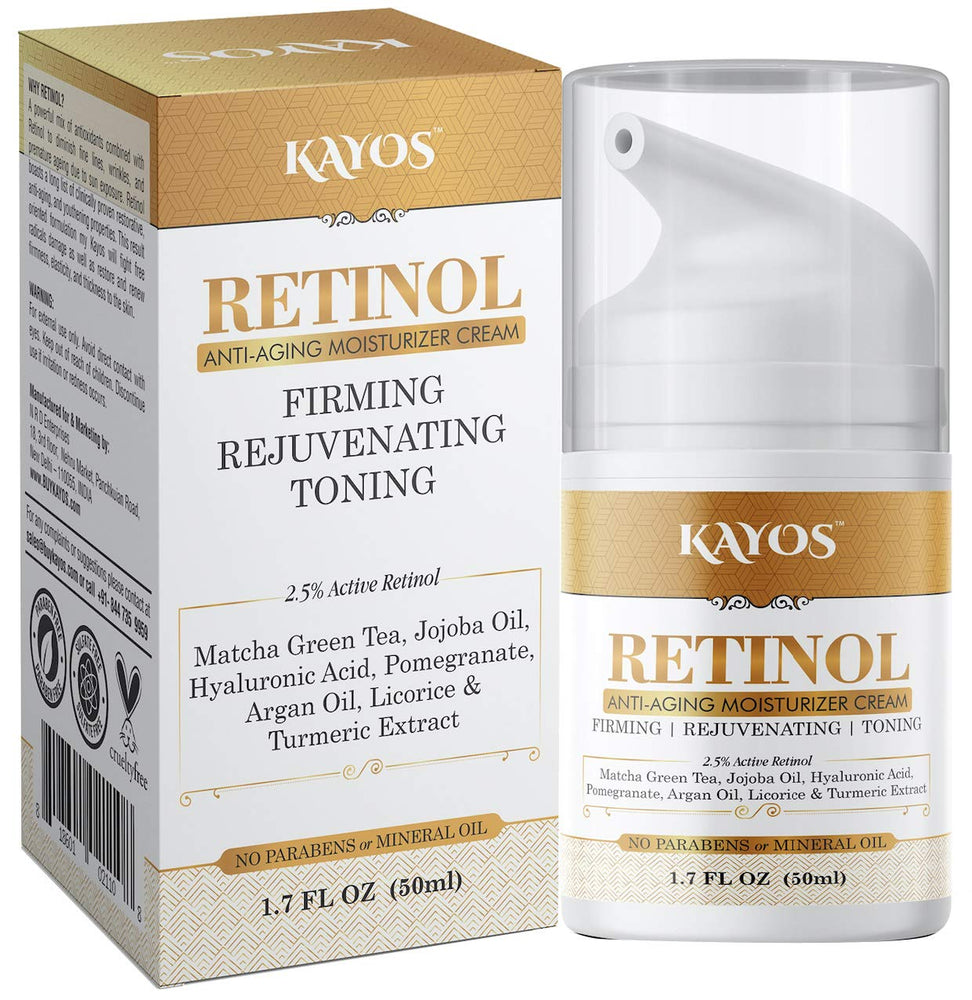 Kayos Retinol Anti Aging Moisturizer with Hyaluronic Acid for Wrinkles, Fine Lines & Dark Circles